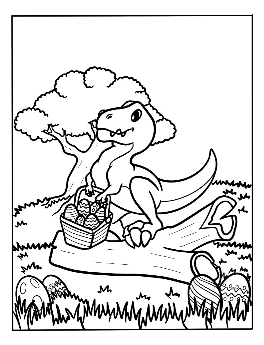Free Easter Dinosaur Coloring Pages for Kids | Printable Fun Activities