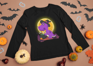 halloween-witch-dinosaur-shirt