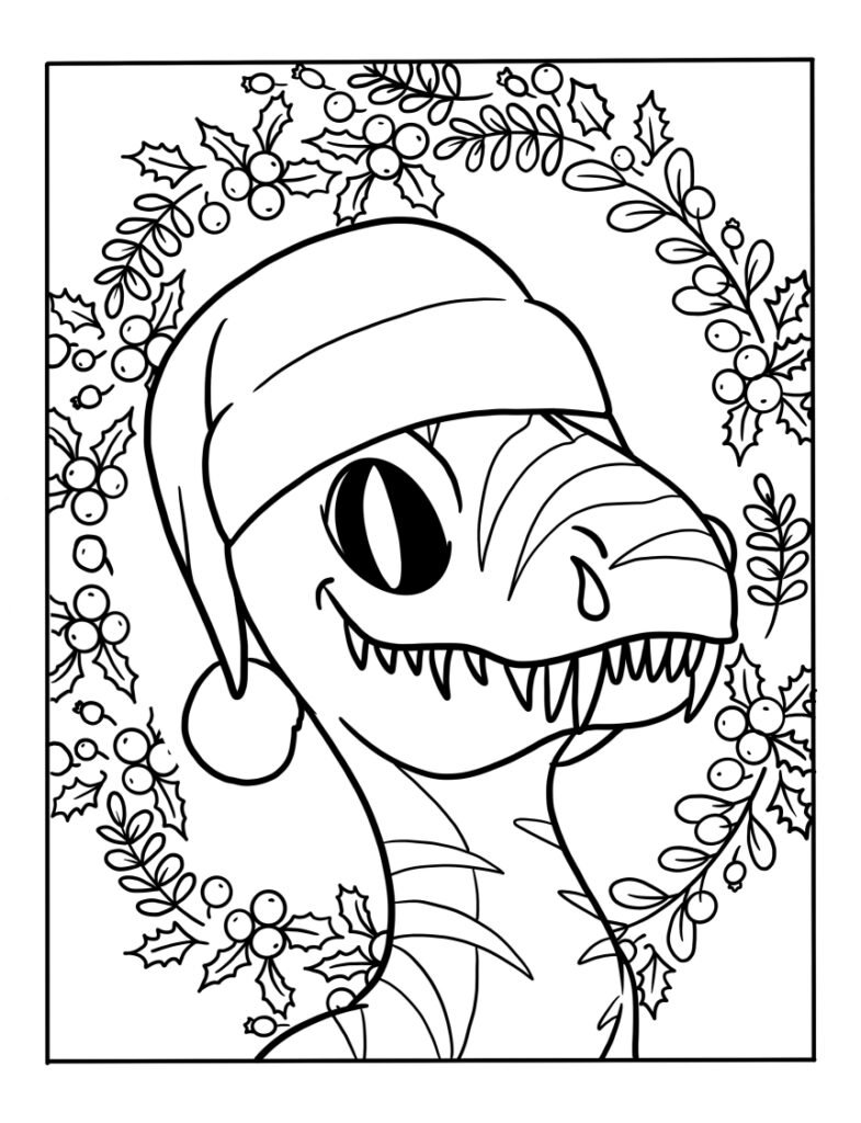 Christmas Coloring Page Printable Dinosaur Gift Ideas