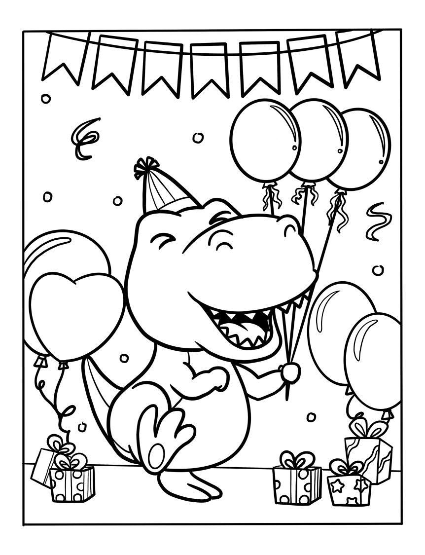 Happy Birthday Dinosaur FREE Printable Coloring Page  Coloring birthday  cards, Happy birthday printable, Birthday coloring pages