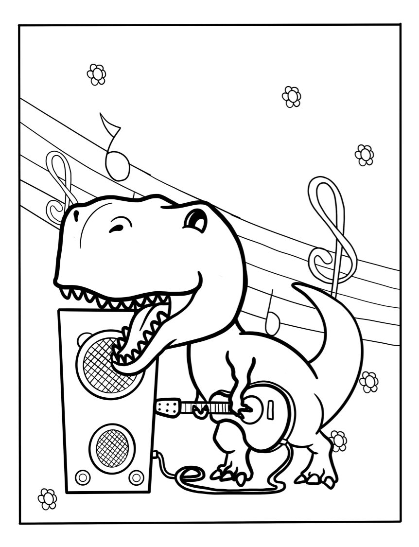 T Rex Coloring Pages in 2023  T-rex drawing, Dinosaur coloring