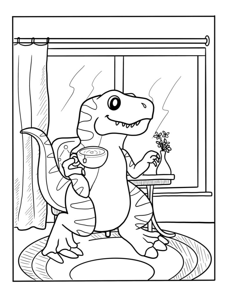Funny-coloring-page-dinosaur-trex