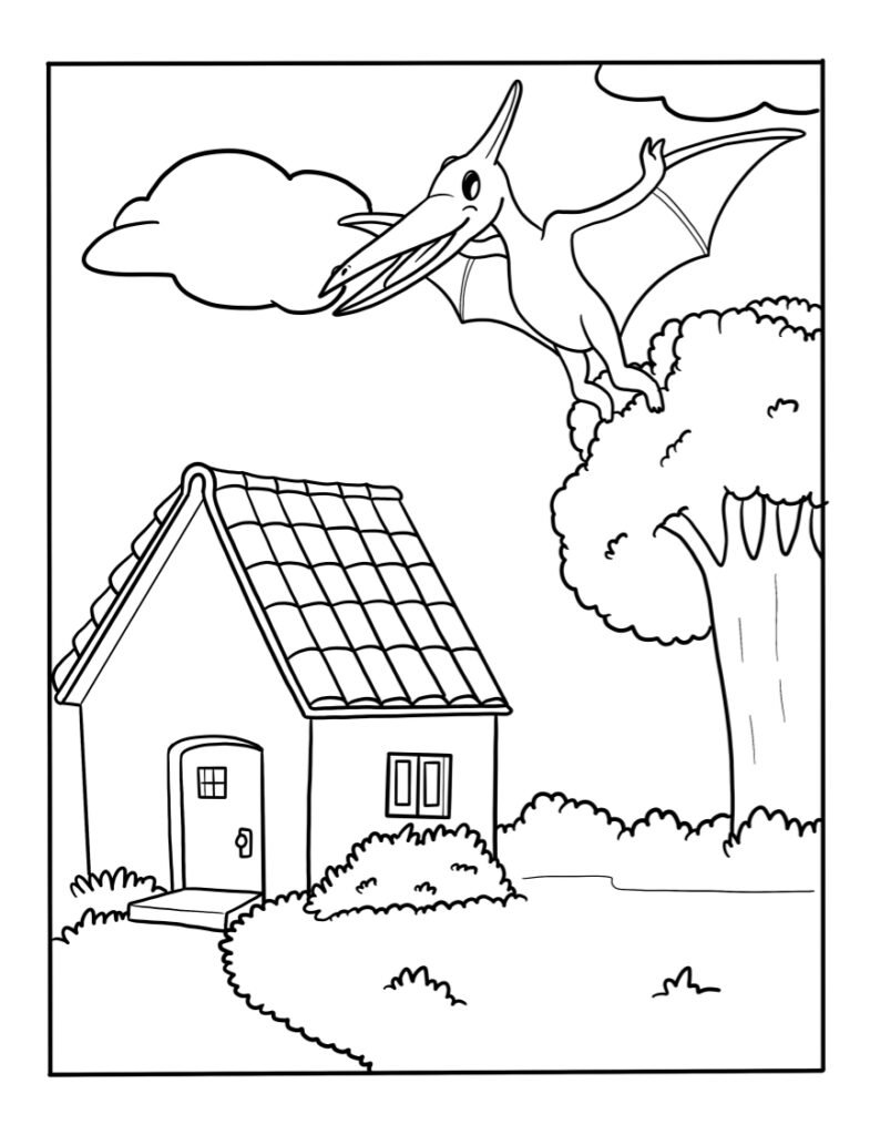 House-Dinosaur-Coloring-Page