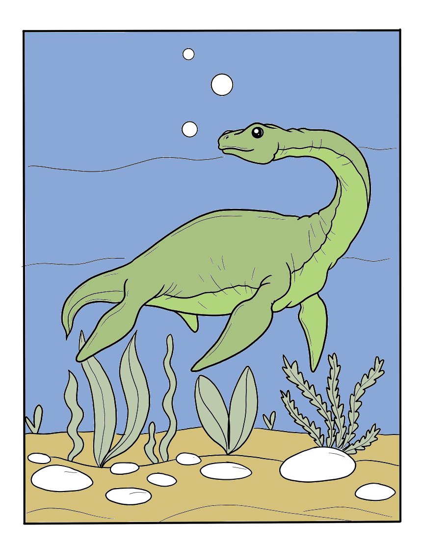 dinosaur with long neck that swims