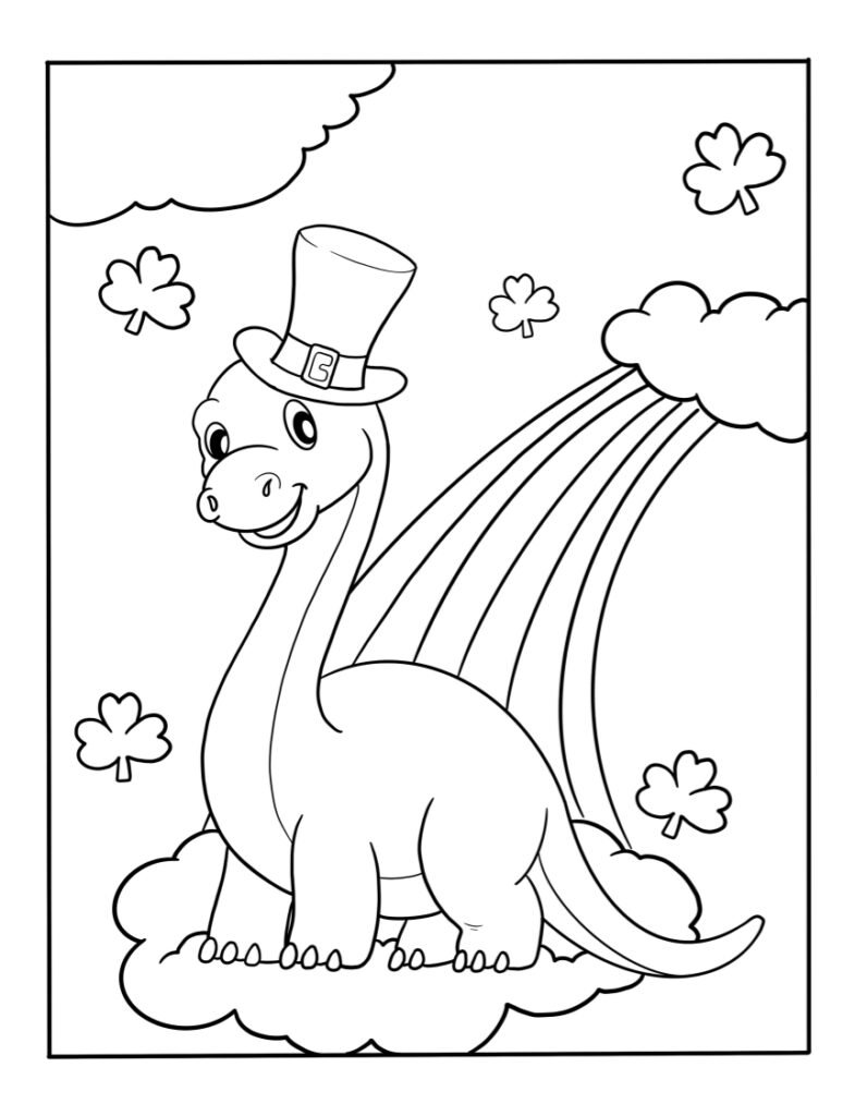 Printable St Patrick's Day Coloring Page   Free Dinosaur Pictures ...