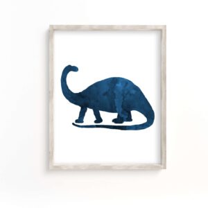 Brontosaurus Wall Art, Dark Blue, Dinosaur With Long Neck, Printable, Digital Download