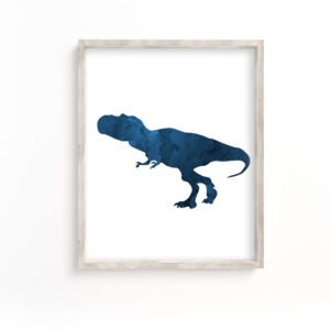 Tyrannosaurus Rex Wall Art, Dark Blue Dinosaur, Digital Download, For 8x10, 4x6, 5x7, 11x14, A4 Prints