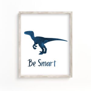 Be Smart Dinosaur Wall Art, Dark Blue, Velociraptor