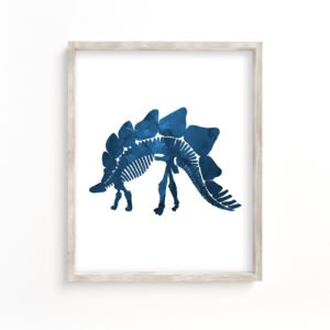 Stegosaurus, Dinosaur Skeleton Wall Art, For 8x10 Prints (and other sizes), Dark Blue
