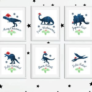 product picture with christmas dinosaur wall art for kids