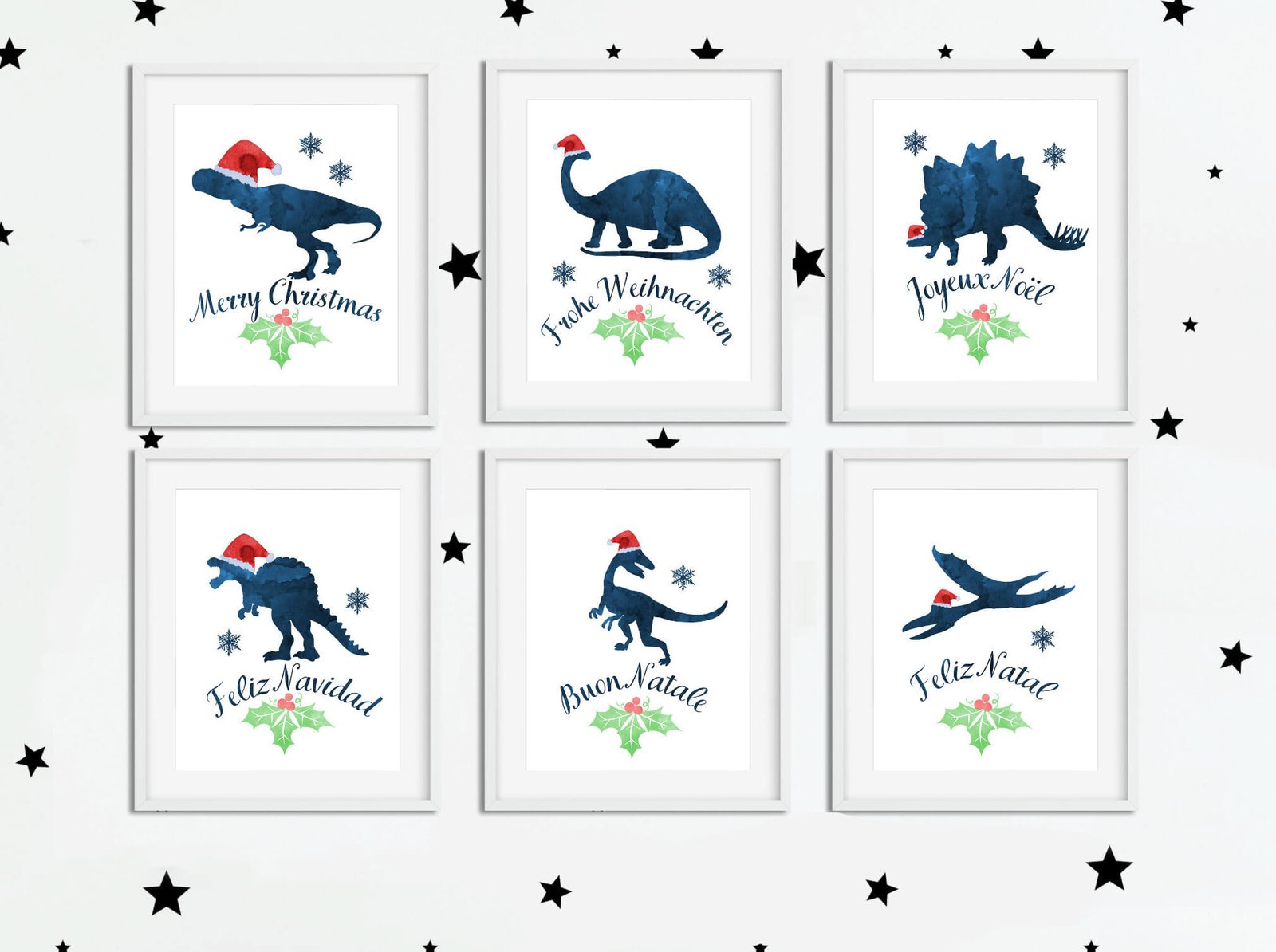 product picture with christmas dinosaur wall art for kids