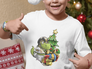 photo shows a boy wearing a football t shirt on christmas