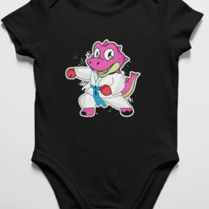 onesie with a mma or martial arts dinosaur on it