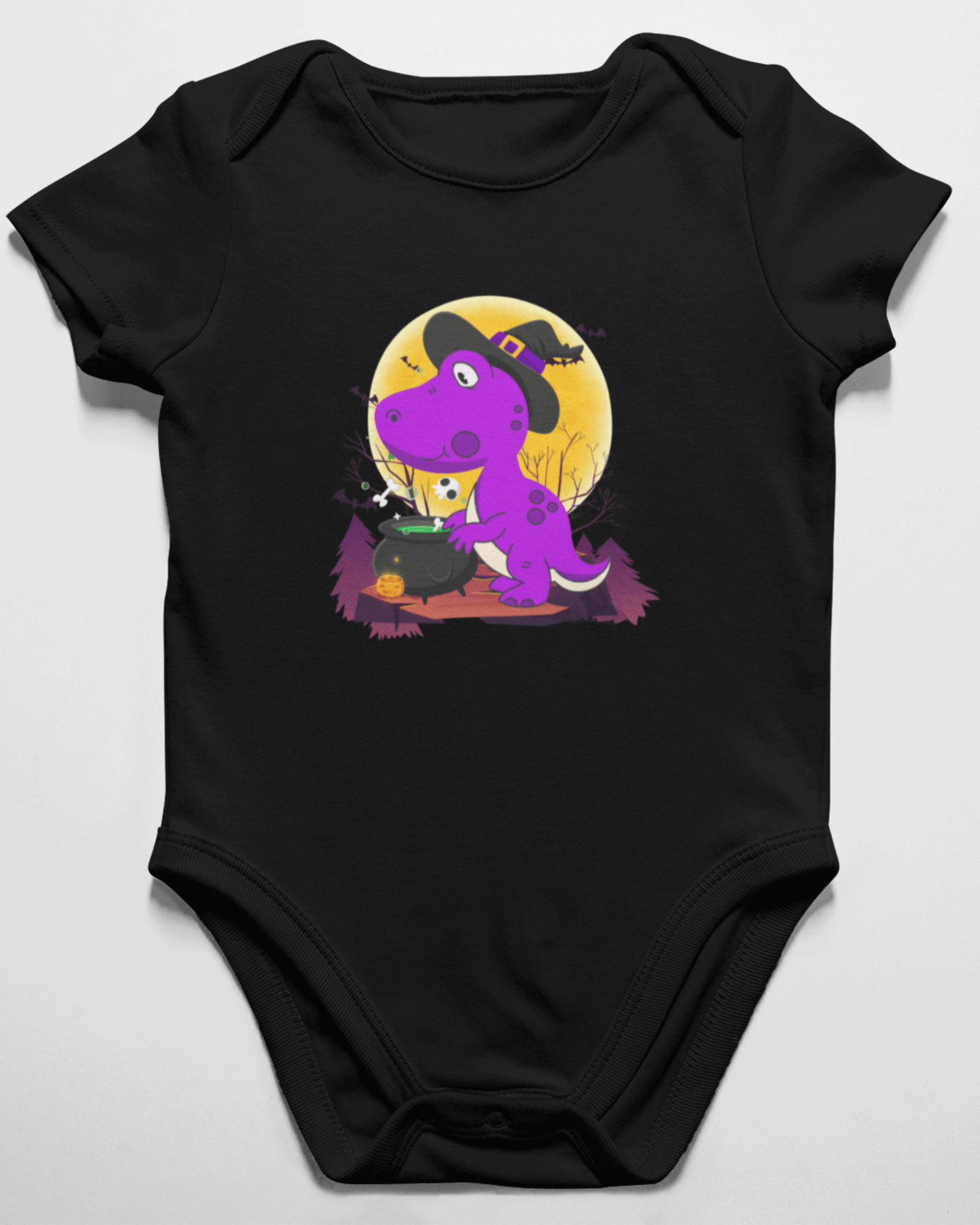 onesie with a dinosaur witch on it