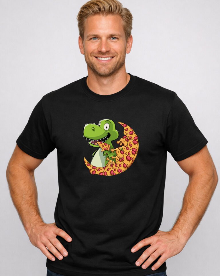 Pizza T Shirt For Men, Dinosaur Clothes, Funny, Hilarious, Tyrannosaurus Rex