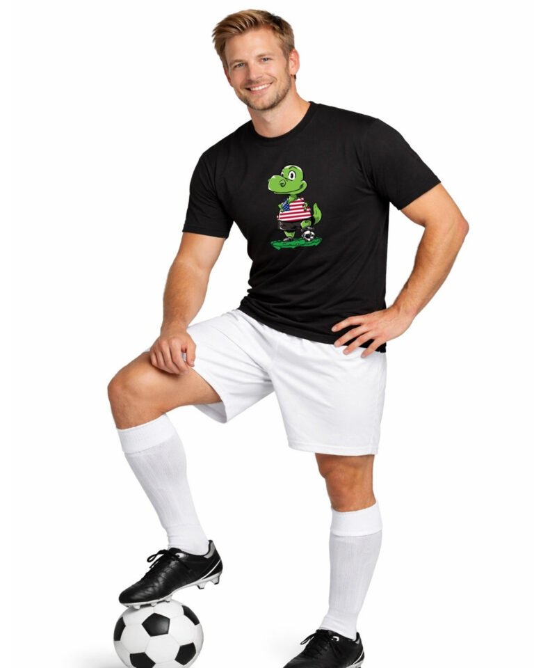 Soccer T Shirt Mens, With Dinosaurs, American Flag, National Flags, US