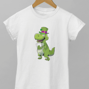 St Patricks Day T Shirt For Women, Dinosaur, Drinking, Funny Animal
