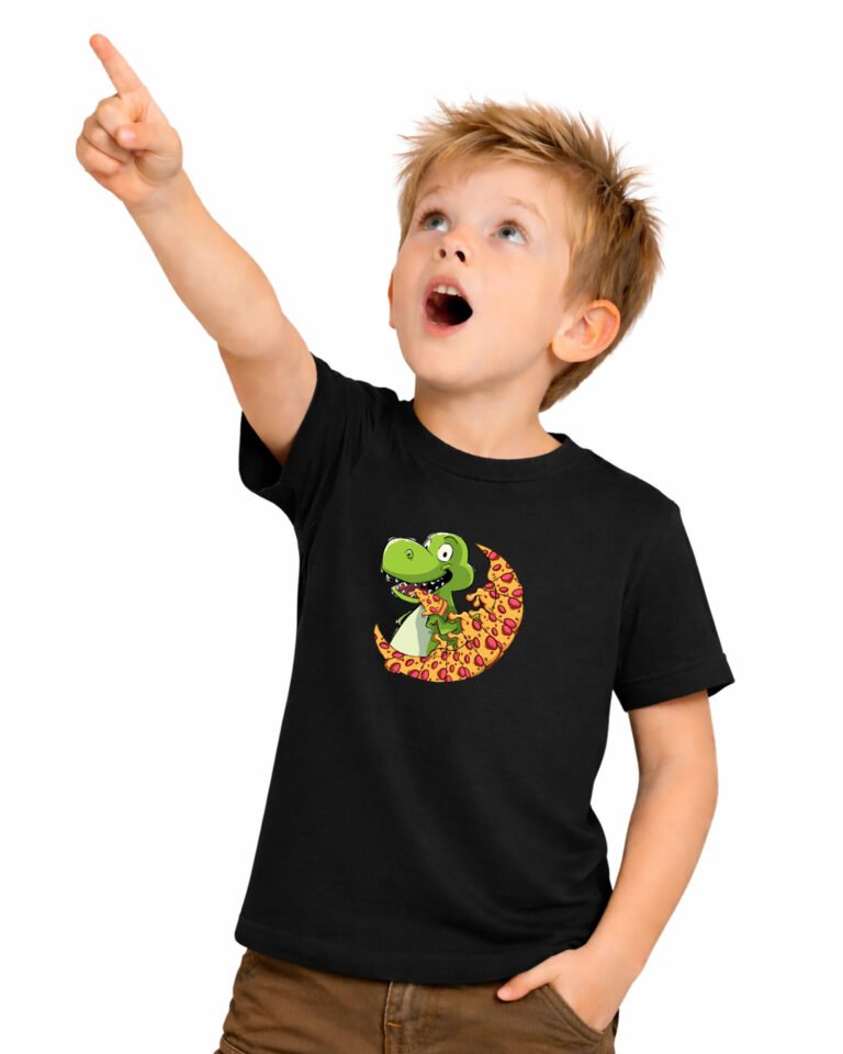 funny pizza dinosaur t shirt for boys