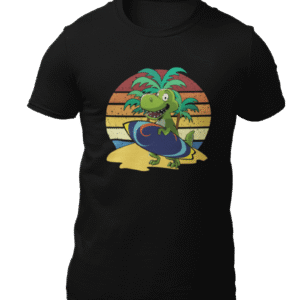 Surfing T-Shirts With Dinosaurs, Beach Summer Clothes For Kids And Adults