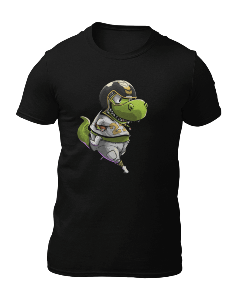 Football T-Shirts With Dinosaurs, TRex, T-Rex, For Kids And Adults