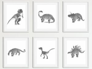 gray dinosaur wall art for kids