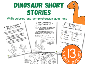 ๐ฆ Dinosaur Short Story and Worksheet Bundle โ Read, Color, and Learn with Your Favorite Dinosaurs! ๐ฆ