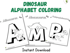 product picture for our dinosaur alphabet coloring pages bundle