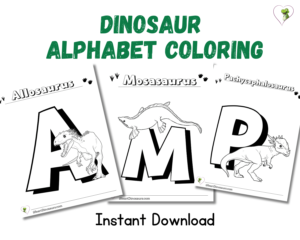product picture for our dinosaur alphabet coloring pages bundle