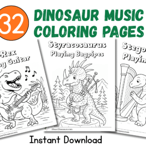 Musician Coloring Pages with Dinosaurs - 32 Printable PDF Sheets