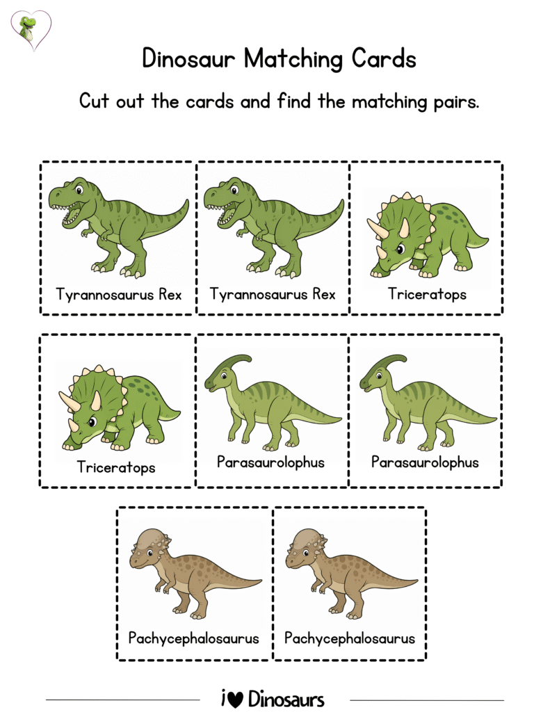 printable dinosaur matching cards to cut out