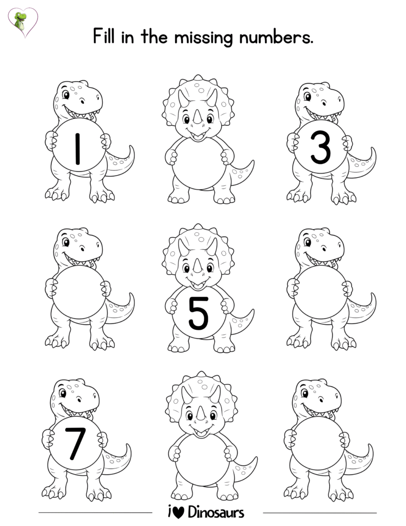 printable dinosaur counting worksheet for preschool and kindergarten