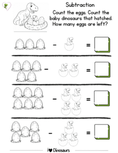 dinosaur subtraction worksheet